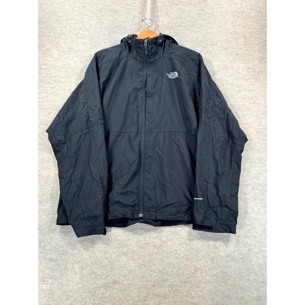 The North Face Hydrenaline Windbreaker Jacket Mens Large Black Hooded Full Zip
